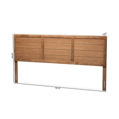 Seren Mid-Century Modern Walnut Brown Finished Wood King Size Headboard