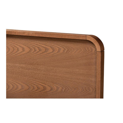 Mailene Mid-Century Modern Walnut Brown Finished Wood Full Size Headboard
