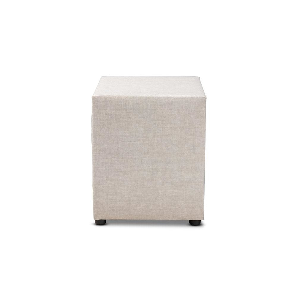 Light Beige Fabric Upholstered 2-Drawer Wood Nightstand