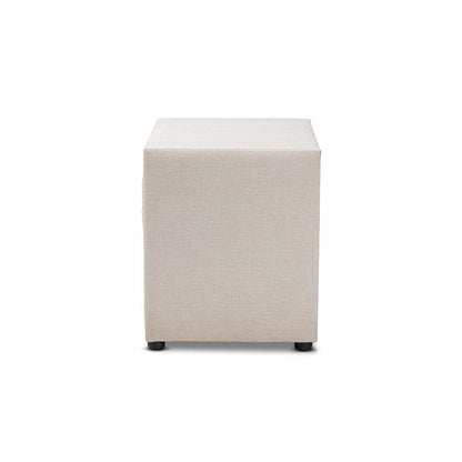 Light Beige Fabric Upholstered 2-Drawer Wood Nightstand