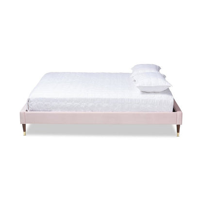 Full Size Wood Platform Bed Frame with Gold-Tone Leg Tips