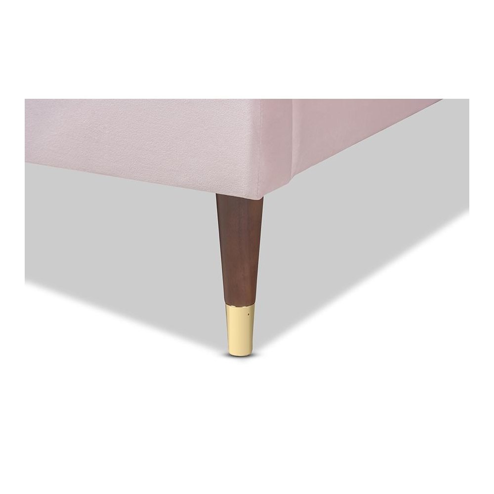 Full Size Wood Platform Bed Frame with Gold-Tone Leg Tips