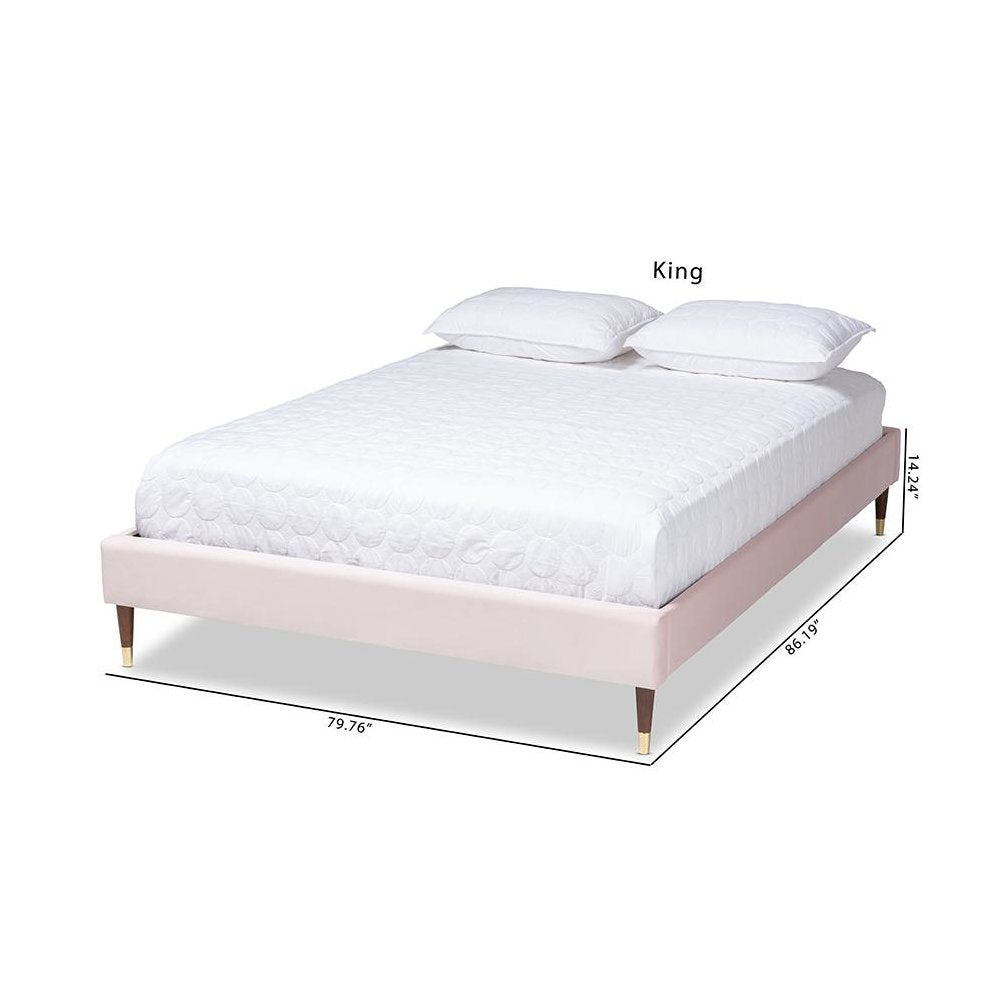 Full Size Wood Platform Bed Frame with Gold-Tone Leg Tips