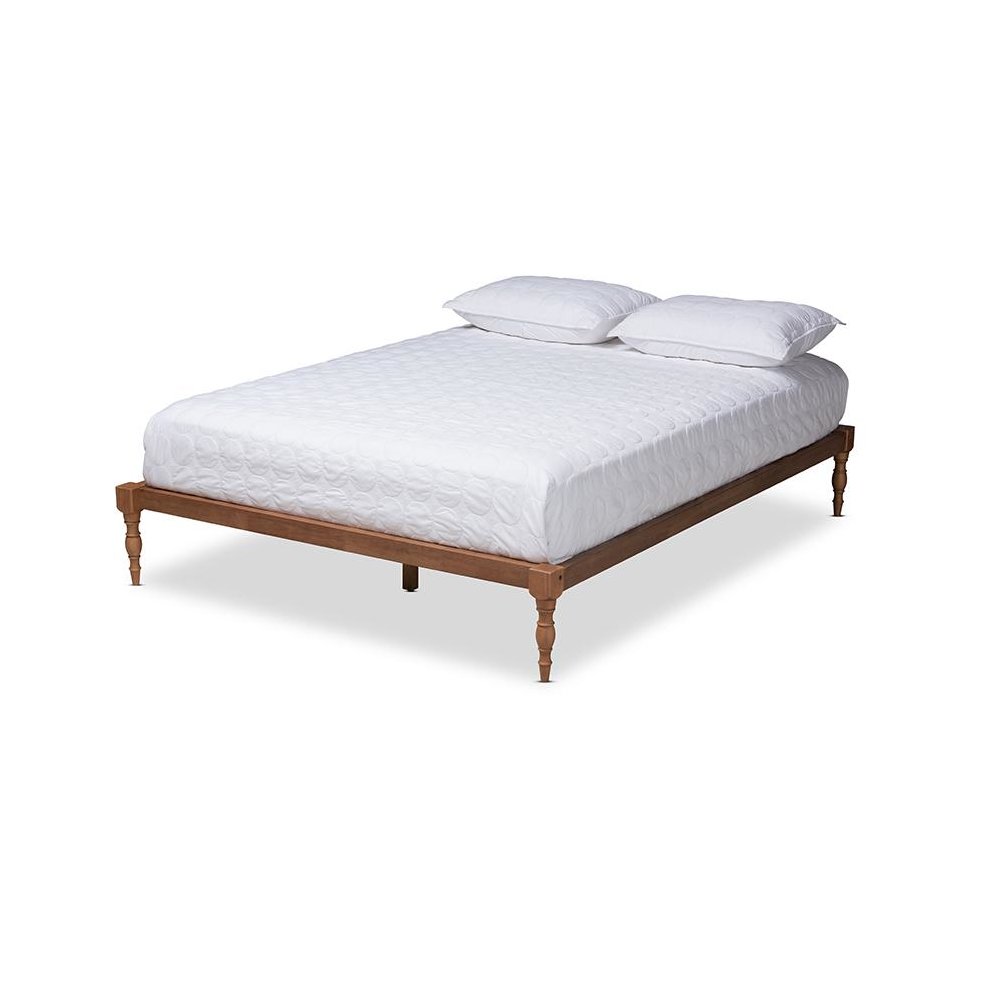 Walnut Brown Finished Wood Full Size Platform Bed Frame