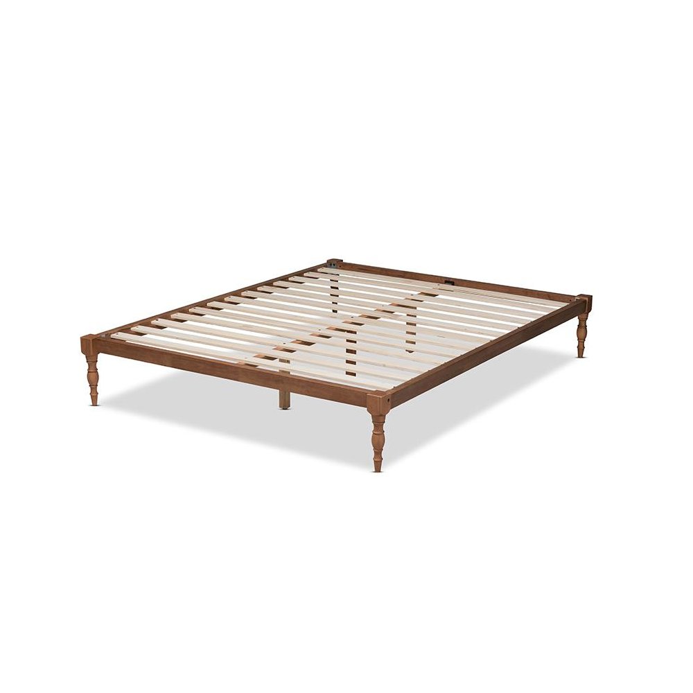 Walnut Brown Finished Wood Full Size Platform Bed Frame