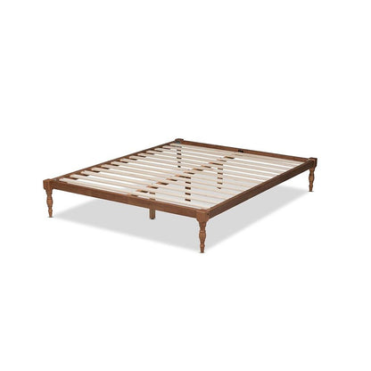 Walnut Brown Finished Wood Full Size Platform Bed Frame