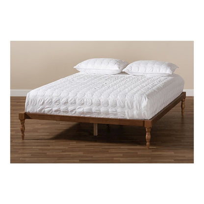 Walnut Brown Finished Wood Full Size Platform Bed Frame