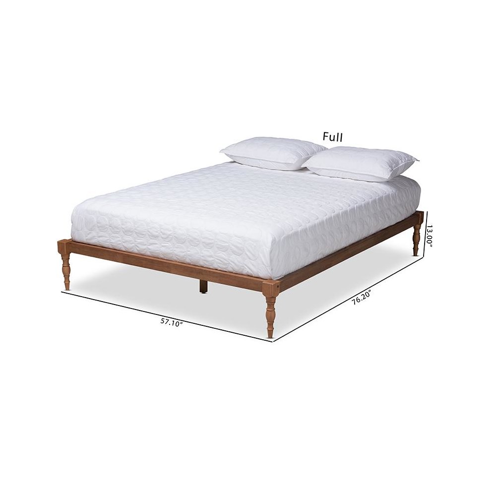 Walnut Brown Finished Wood Full Size Platform Bed Frame