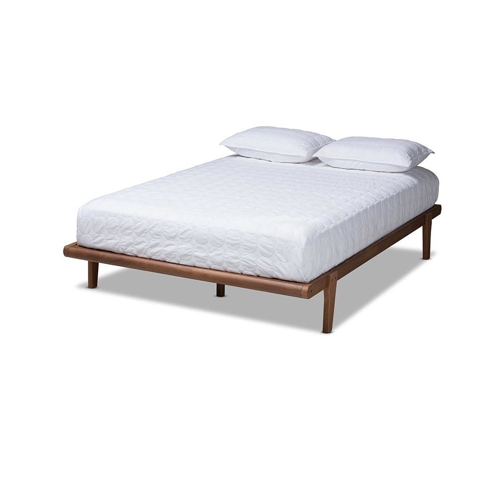 Kaia Mid-Century Modern Walnut Brown Finished Wood Full Size Platform Bed Frame