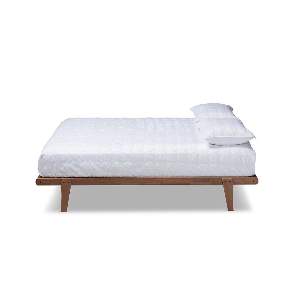 Kaia Mid-Century Modern Walnut Brown Finished Wood Full Size Platform Bed Frame