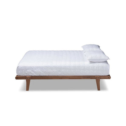 Kaia Mid-Century Modern Walnut Brown Finished Wood Full Size Platform Bed Frame