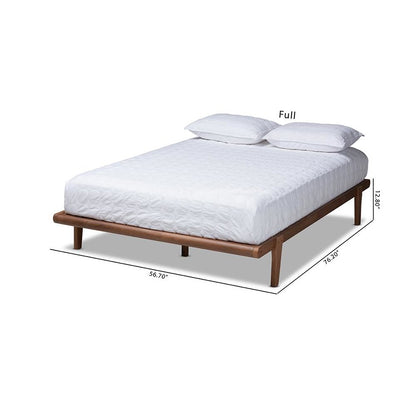 Kaia Mid-Century Modern Walnut Brown Finished Wood Full Size Platform Bed Frame