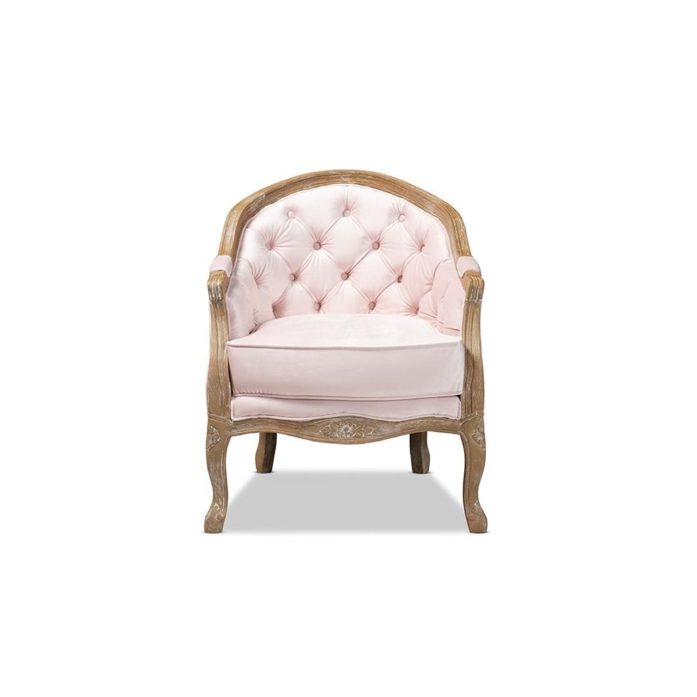 White-Washed Oak Wood Armchair