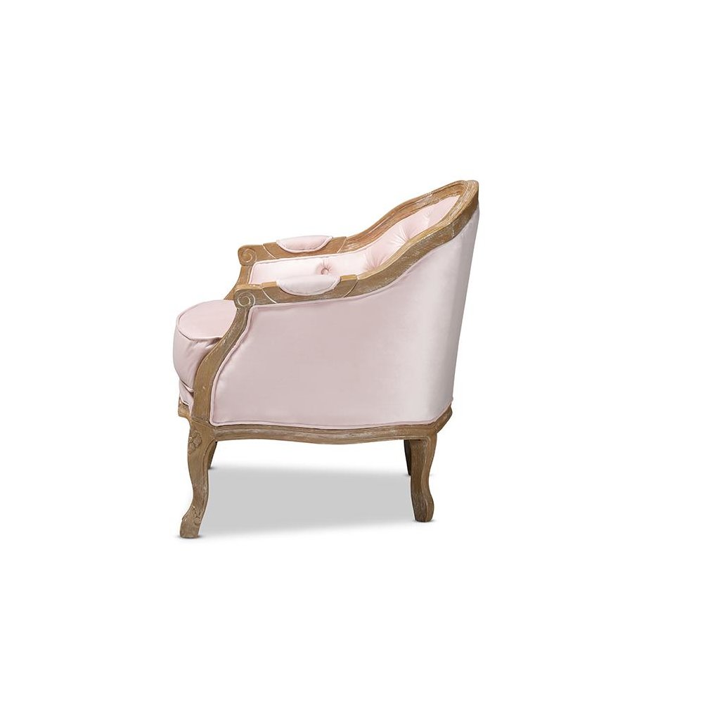 White-Washed Oak Wood Armchair
