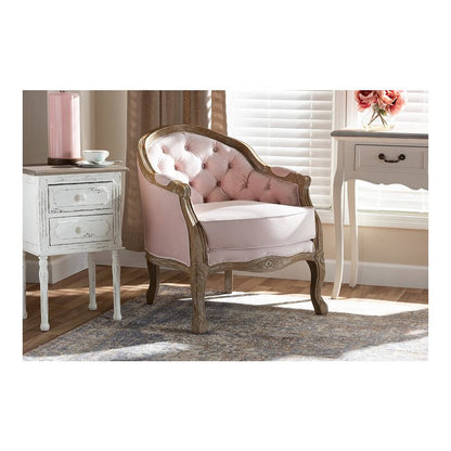 White-Washed Oak Wood Armchair