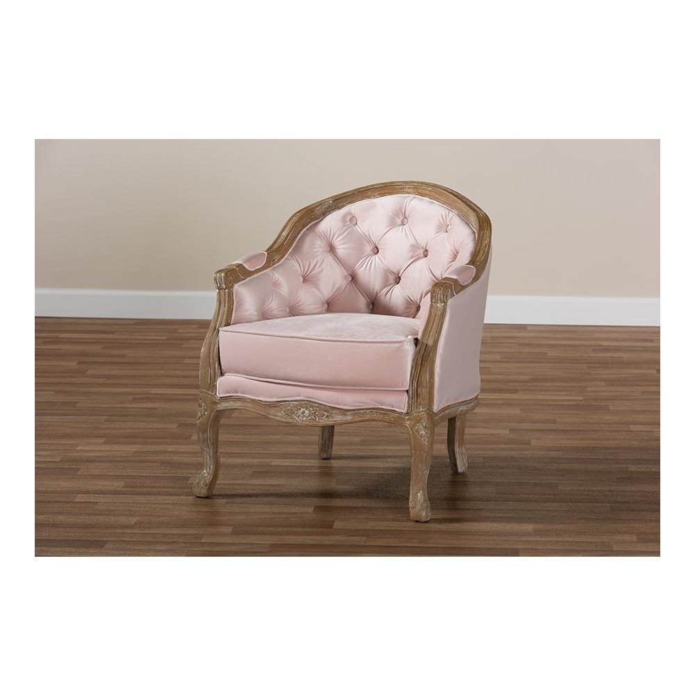 White-Washed Oak Wood Armchair