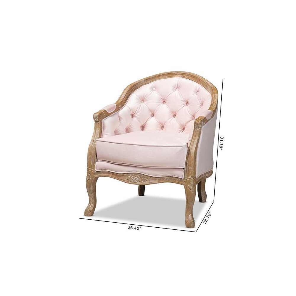 White-Washed Oak Wood Armchair