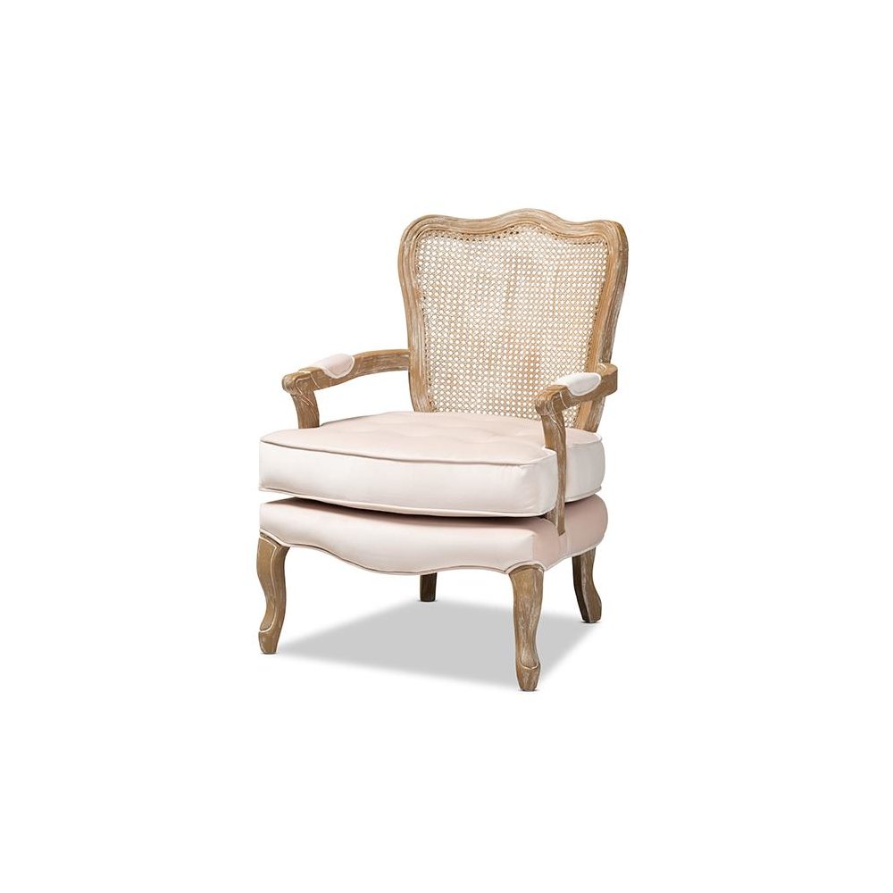 White-Washed Oak Wood Armchair