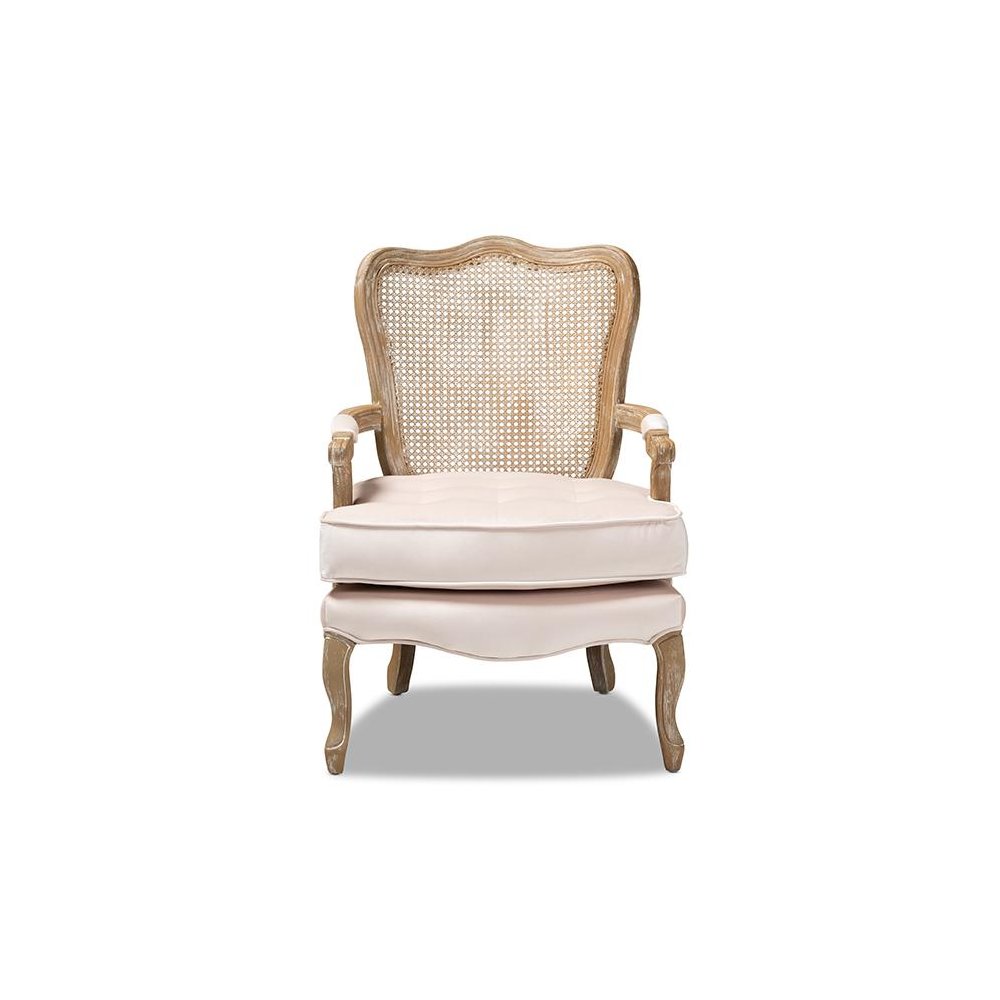 White-Washed Oak Wood Armchair