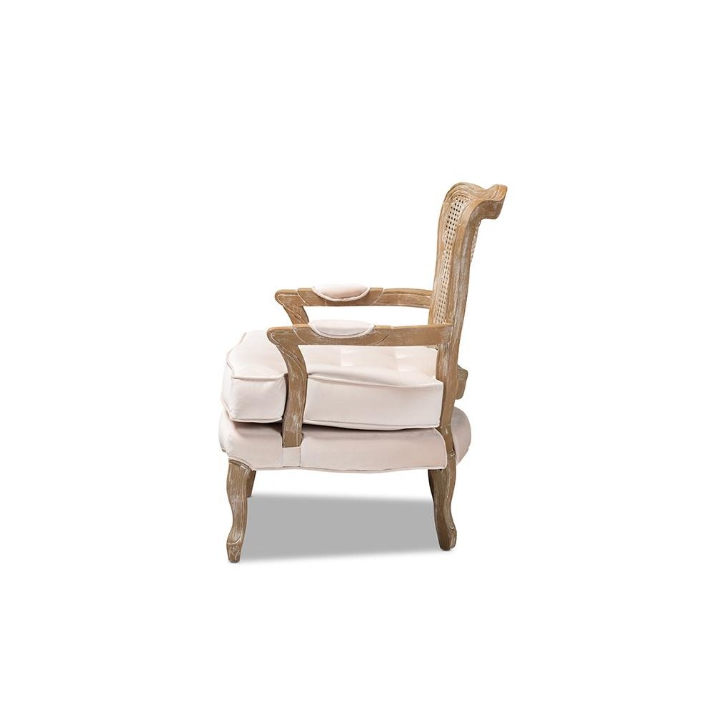 White-Washed Oak Wood Armchair