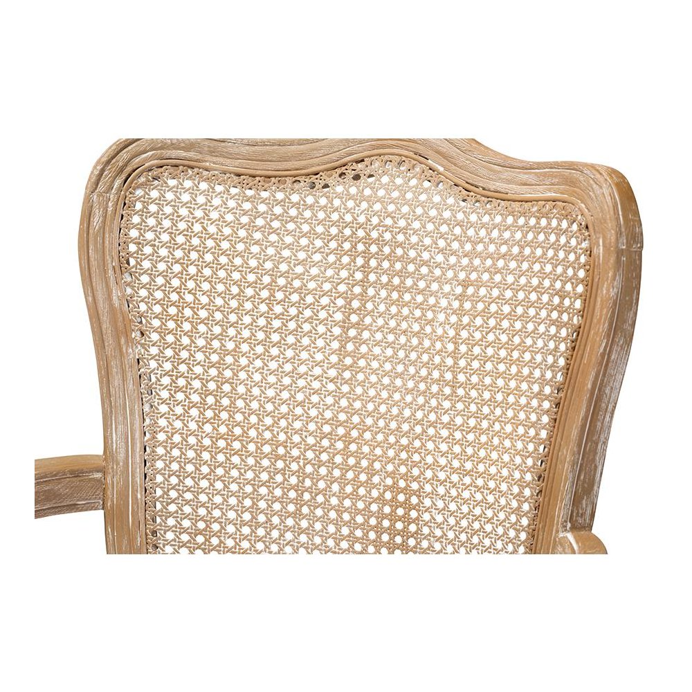 White-Washed Oak Wood Armchair