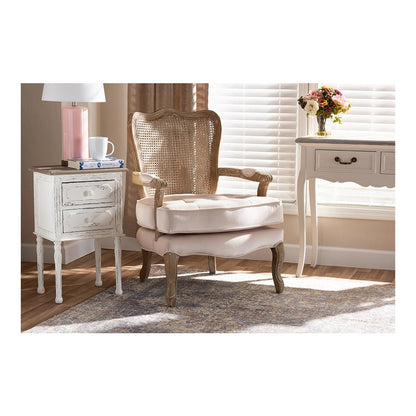 White-Washed Oak Wood Armchair