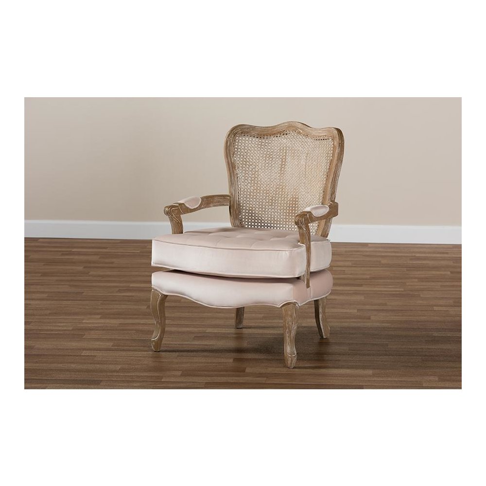 White-Washed Oak Wood Armchair
