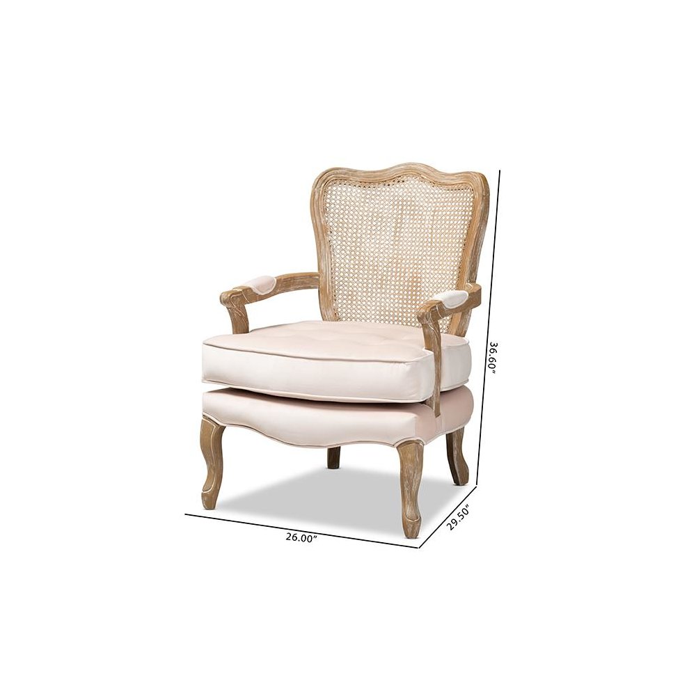 White-Washed Oak Wood Armchair