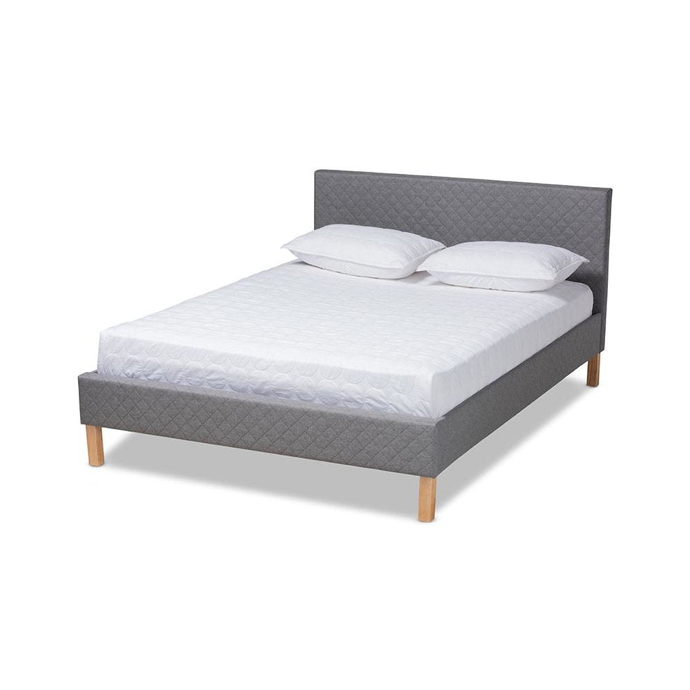 Aneta Modern and Contemporary Grey Fabric Upholstered King Size Platform Bed