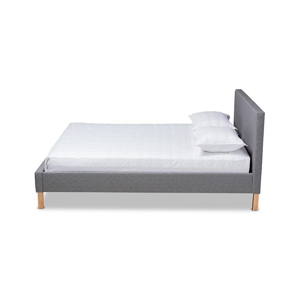 Aneta Modern and Contemporary Grey Fabric Upholstered King Size Platform Bed