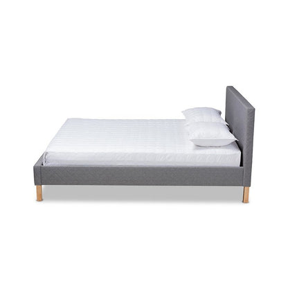 Aneta Modern and Contemporary Grey Fabric Upholstered King Size Platform Bed