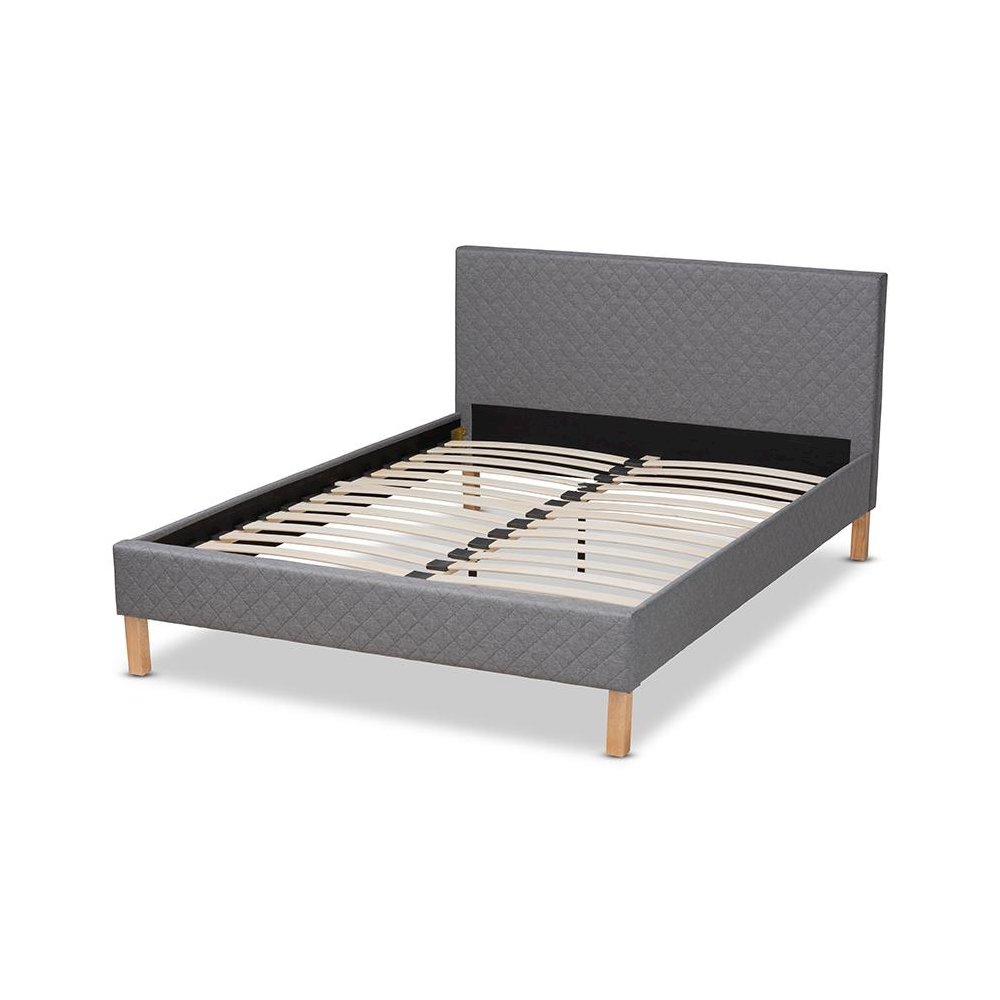 Aneta Modern and Contemporary Grey Fabric Upholstered King Size Platform Bed