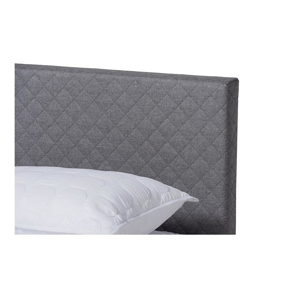 Aneta Modern and Contemporary Grey Fabric Upholstered King Size Platform Bed