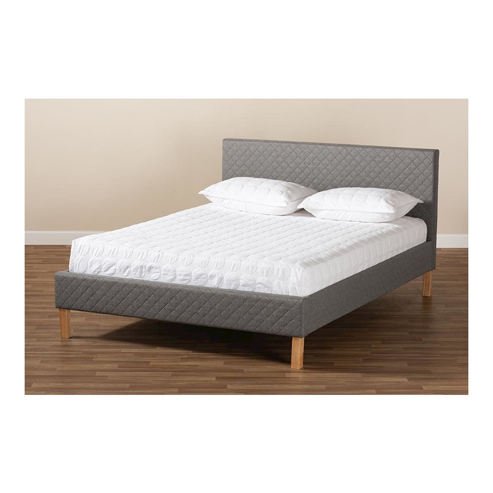 Aneta Modern and Contemporary Grey Fabric Upholstered King Size Platform Bed