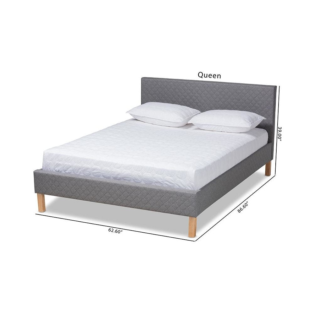 Aneta Modern and Contemporary Grey Fabric Upholstered King Size Platform Bed
