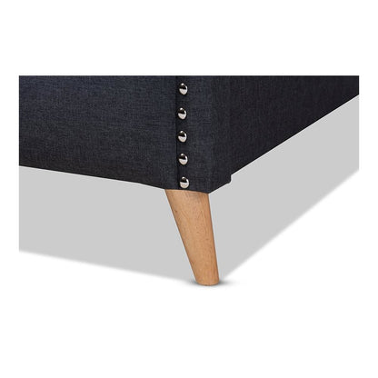Charcoal Grey Fabric Upholstered and Button Tufted King Size Platform Bed