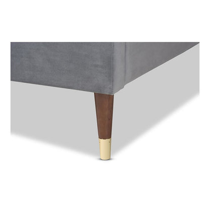 Full Size Wood Platform Bed Frame with Gold-Tone Leg Tips