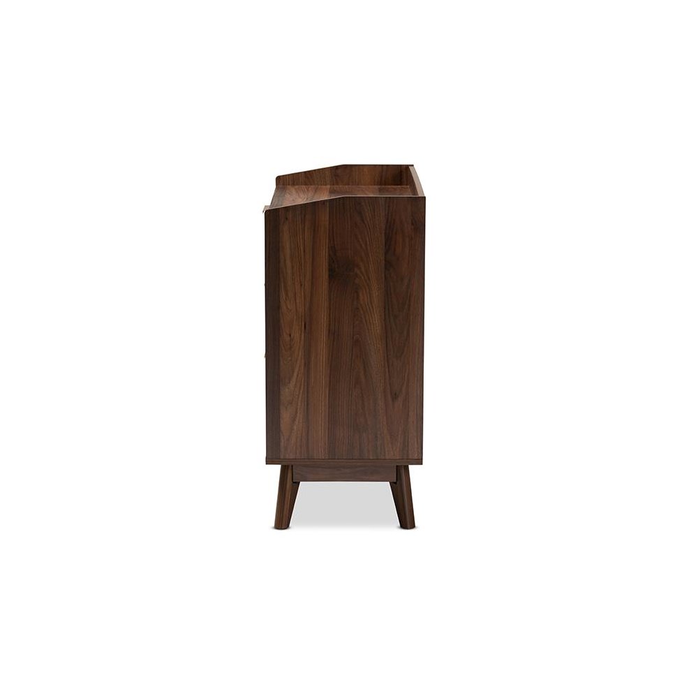 Baxton Studio Lena Mid-Century Modern Walnut Brown Finished 3-Drawer Wood Chest