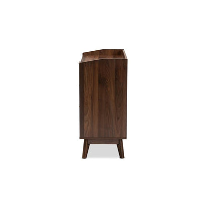 Baxton Studio Lena Mid-Century Modern Walnut Brown Finished 3-Drawer Wood Chest
