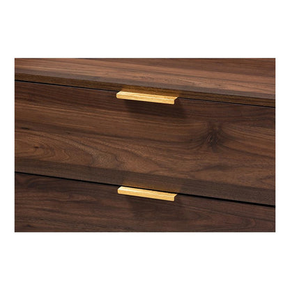 Baxton Studio Lena Mid-Century Modern Walnut Brown Finished 3-Drawer Wood Chest