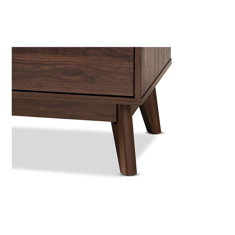 Baxton Studio Lena Mid-Century Modern Walnut Brown Finished 3-Drawer Wood Chest