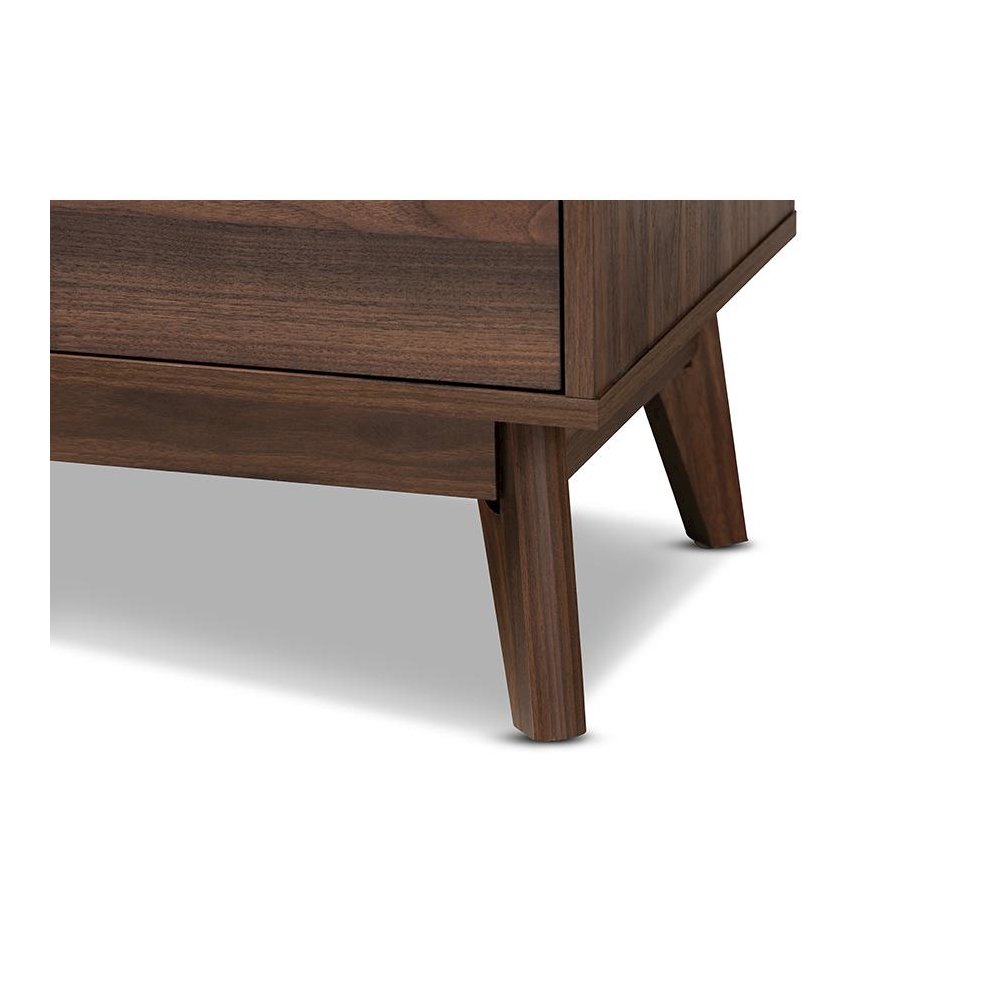 Lena Mid-Century Modern Walnut Brown Finished 5-Drawer Wood Chest