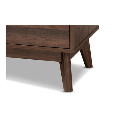 Lena Mid-Century Modern Walnut Brown Finished 5-Drawer Wood Chest