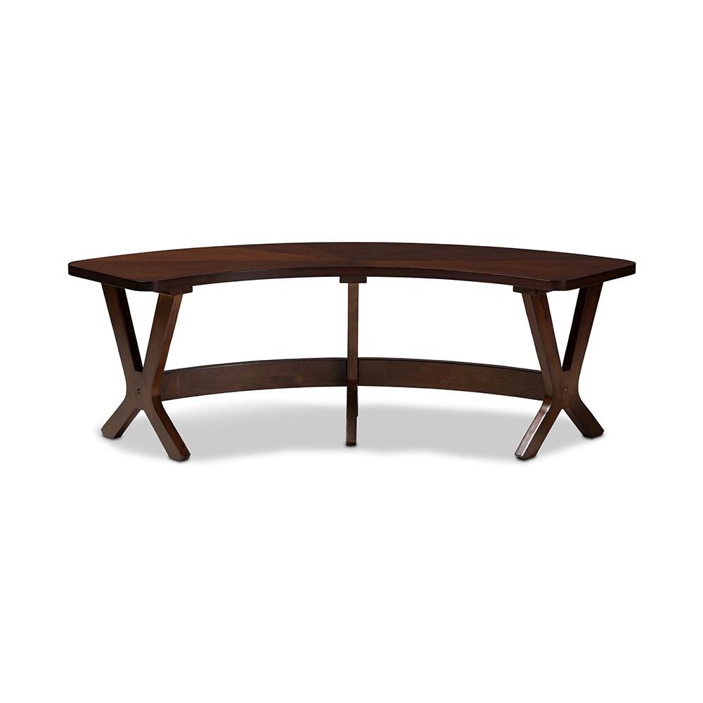 Baxton Studio Berlin Mid-Century Modern Walnut Finished Wood Curved Dining Bench
