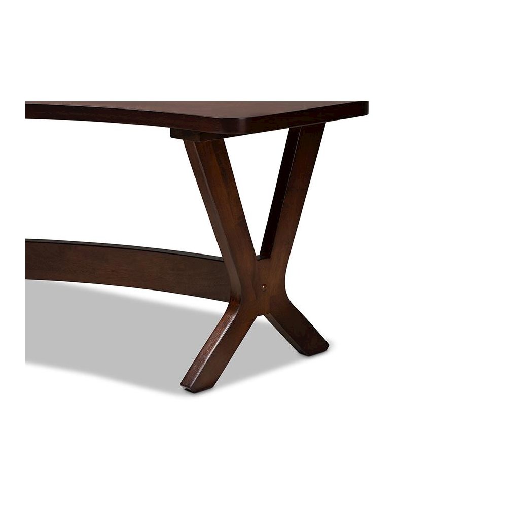 Baxton Studio Berlin Mid-Century Modern Walnut Finished Wood Curved Dining Bench