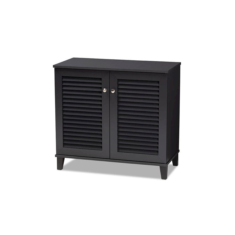 Dark Grey Finished 4-Shelf Wood Shoe Storage Cabinet