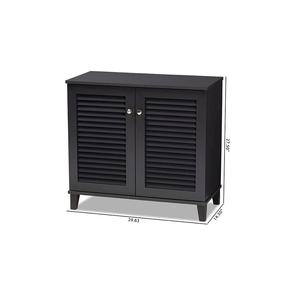 Dark Grey Finished 4-Shelf Wood Shoe Storage Cabinet