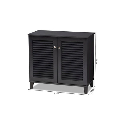 Dark Grey Finished 4-Shelf Wood Shoe Storage Cabinet