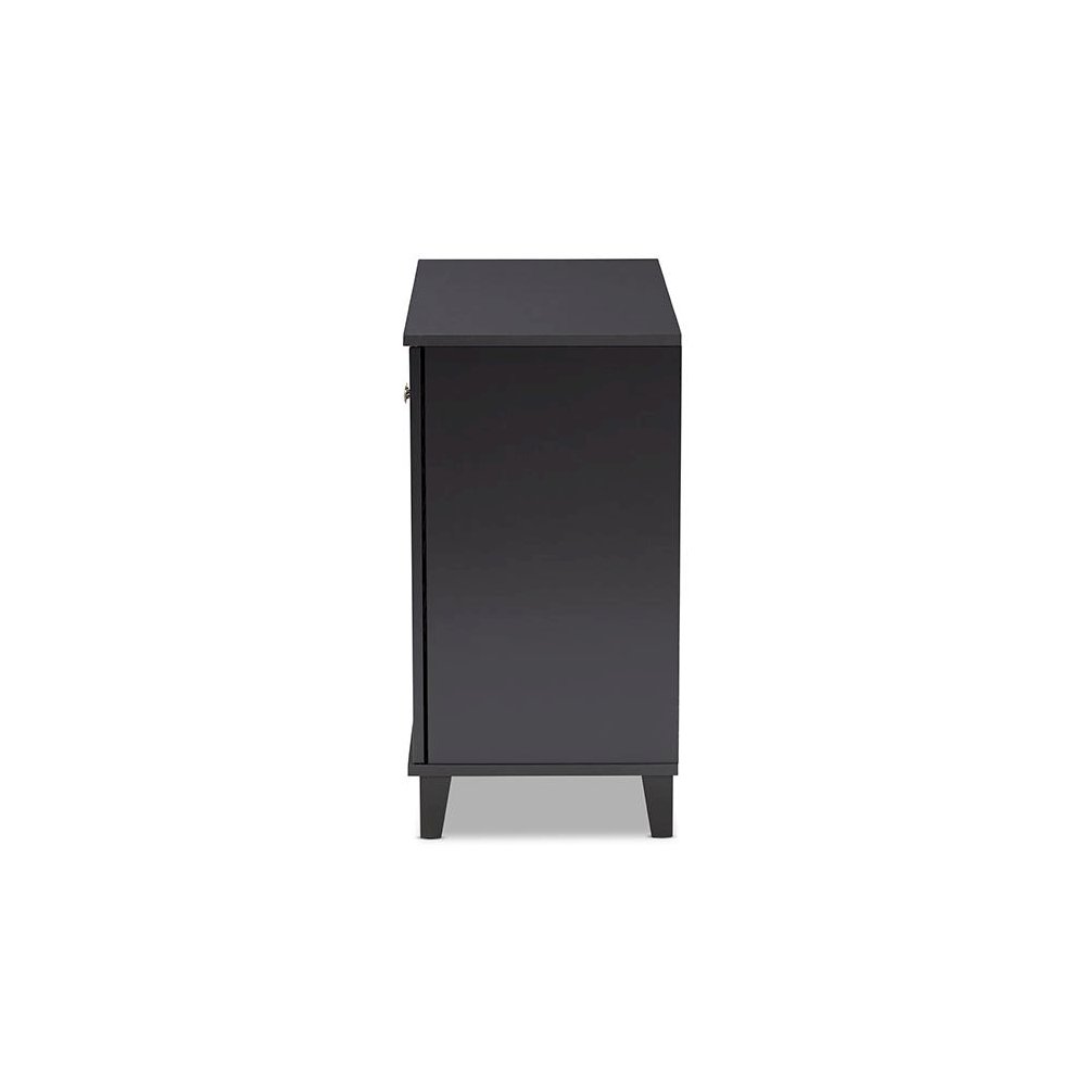 Dark Grey Finished 4-Shelf Wood Shoe Storage Cabinet