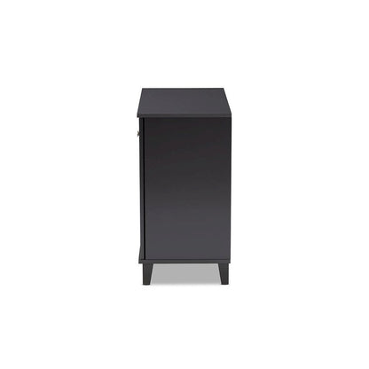 Dark Grey Finished 4-Shelf Wood Shoe Storage Cabinet